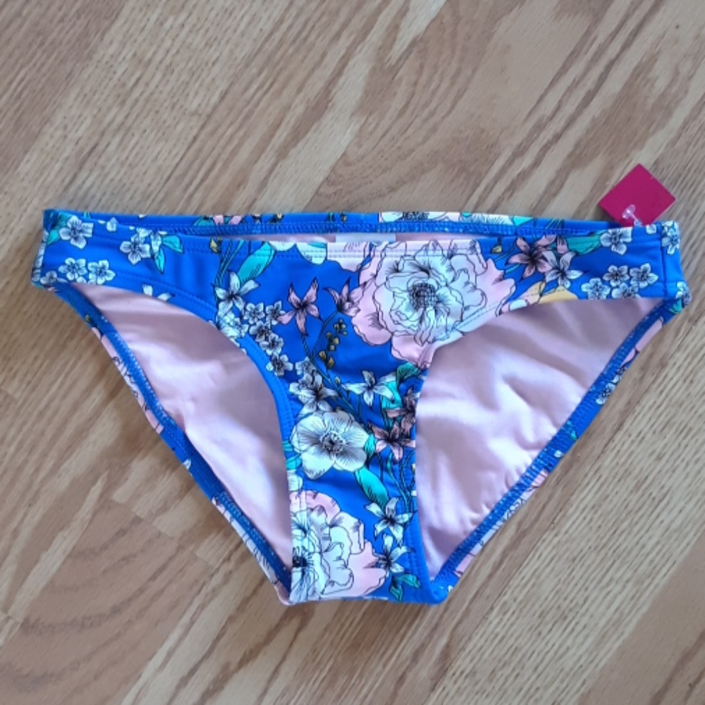 Nwt bikini bottoms xs blue pink floral
